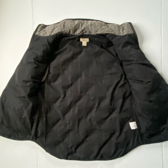 J. Crew Down Vest Size Small Excursion Quilted Herringbone Black Tan EUC $108 - Picture 6 of 16